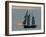 A Sailing Ship Sails During Sunset Towards the Harbor of Bremerhaven-null-Framed Premium Photographic Print