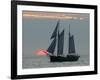 A Sailing Ship Sails During Sunset Towards the Harbor of Bremerhaven-null-Framed Photographic Print