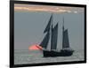 A Sailing Ship Sails During Sunset Towards the Harbor of Bremerhaven-null-Framed Photographic Print