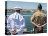 A Sailor and Marine Man the Rails Aboard USS Boxer-null-Stretched Canvas