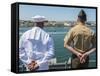 A Sailor and Marine Man the Rails Aboard USS Boxer-null-Framed Stretched Canvas