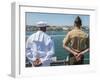 A Sailor and Marine Man the Rails Aboard USS Boxer-null-Framed Photographic Print