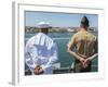 A Sailor and Marine Man the Rails Aboard USS Boxer-null-Framed Photographic Print