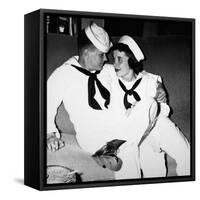 A Sailor Poses with His"Sailor" Girlfriend at a Party, Ca. 1955-null-Framed Stretched Canvas