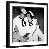 A Sailor Poses with His"Sailor" Girlfriend at a Party, Ca. 1955-null-Framed Photographic Print