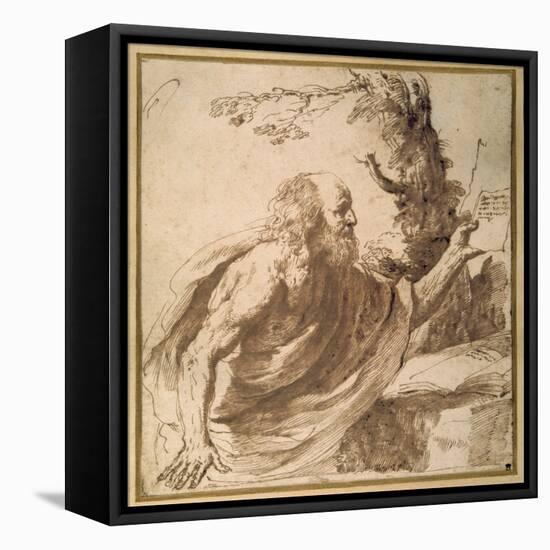 A Saint Reading in the Desert-Guercino (Giovanni Francesco Barbieri)-Framed Stretched Canvas