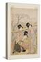 A Sake Party by the Sea (Colour Woodblock Print)-Kitagawa Utamaro-Stretched Canvas