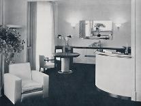 Jacques Adnet - Bar corner of a dining-room. The furniture is in polished black pearwood-A. Salaun-Photographic Print