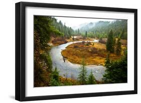 A Salmon River S-Bends Through Central Idaho on a Rainy Autumn Day-Ben Herndon-Framed Photographic Print