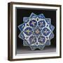 A Samarkand Cuerda Seca Stellar Tile of Twelve Pointed Form, the Blue Ground with a Central…-null-Framed Giclee Print