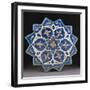 A Samarkand Cuerda Seca Stellar Tile of Twelve Pointed Form, the Blue Ground with a Central…-null-Framed Giclee Print