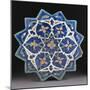 A Samarkand Cuerda Seca Stellar Tile of Twelve Pointed Form, the Blue Ground with a Central…-null-Mounted Giclee Print