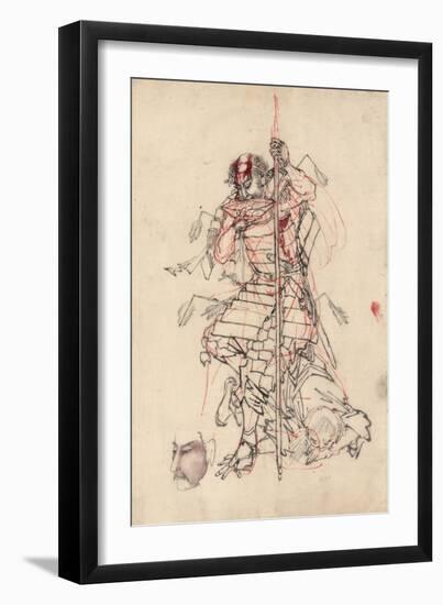 A Samurai Drinking Sake-null-Framed Giclee Print