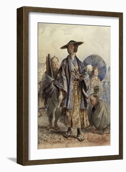 A Samurai Officer and a Servant in a Street-Charles Wirgman-Framed Giclee Print