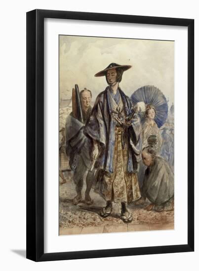 A Samurai Officer and a Servant in a Street-Charles Wirgman-Framed Giclee Print
