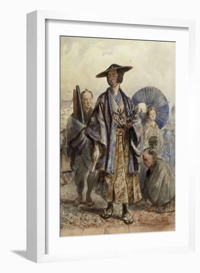 A Samurai Officer and a Servant in a Street-Charles Wirgman-Framed Giclee Print