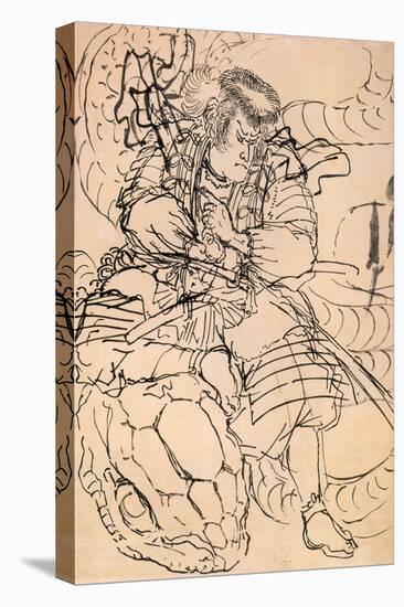 A Samurai Overwhelming a Giant Serpent-Kuniyoshi Utagawa-Stretched Canvas