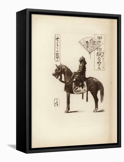 A Samurai Soldier Sitting on His Horse-null-Framed Stretched Canvas