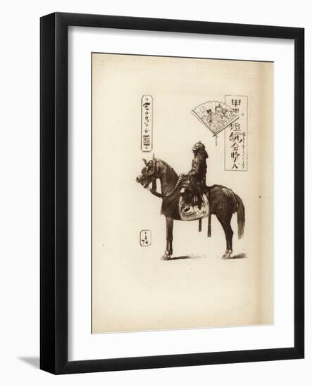 A Samurai Soldier Sitting on His Horse-null-Framed Giclee Print