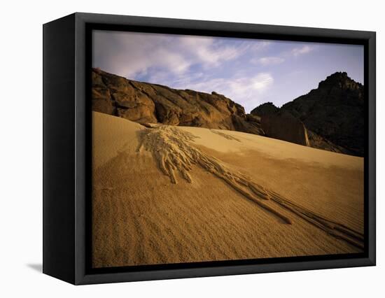 A Sand Avalanche after a Rainstorm in the Sahara Desert, Algeria, North Africa, Africa-Geoff Renner-Framed Stretched Canvas