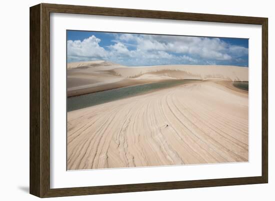 A Sand Dune and Lagoon in Brazil's Lencois Maranhenses National Park-Alex Saberi-Framed Photographic Print