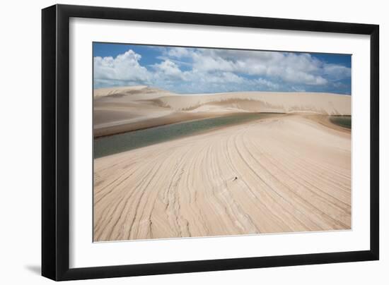 A Sand Dune and Lagoon in Brazil's Lencois Maranhenses National Park-Alex Saberi-Framed Photographic Print