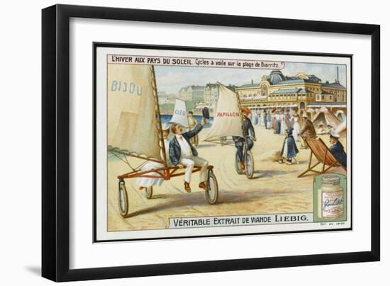 A Sand Yacht Race Takes Place on the Beach at Biarritz, France-null-Framed Art Print