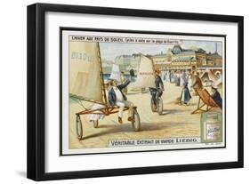 A Sand Yacht Race Takes Place on the Beach at Biarritz, France-null-Framed Art Print