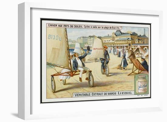 A Sand Yacht Race Takes Place on the Beach at Biarritz, France-null-Framed Art Print