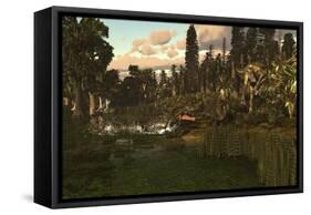 A Sarcosuchus and Deltadromeus Attack a Lone Ouranosaurus-null-Framed Stretched Canvas