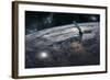 A Satellite Firing an Energy Weapon at a Target on Earth-Stocktrek Images-Framed Art Print