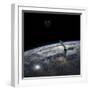 A Satellite Firing an Energy Weapon at a Target on Earth-Stocktrek Images-Framed Art Print