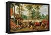 A Satire of Tulip Mania, C. 1640 (Oil on Wood)-Jan the Younger Brueghel-Framed Stretched Canvas