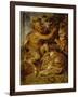 A Satyr Pressing Grapes with a Tiger and Leopard, C.1618-Peter Paul Rubens-Framed Giclee Print