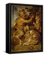 A Satyr Pressing Grapes with a Tiger and Leopard, C.1618-Peter Paul Rubens-Framed Stretched Canvas