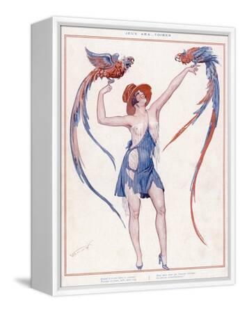 A Scantily Dressed Woman Displays Two Rather Noisy Looking Parrots Art | AllPosters.com A Scantily Dressed Woman Displays Two Rather Noisy Looking Parrots Art | AllPosters.com
