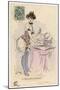 A Scantily Dressed Young Woman Asks Her Friend Which Perfume He Likes Best-null-Mounted Art Print