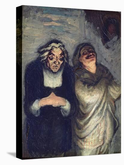 A Scapin or Comedy Scene, C.1863-1865 (Oil on Wood)-Honore Daumier-Stretched Canvas