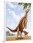 A Scelidosaurus Standing on its Hind Legs Eating Conifer Leaves-null-Framed Art Print