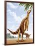 A Scelidosaurus Standing on its Hind Legs Eating Conifer Leaves-null-Framed Art Print