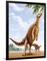 A Scelidosaurus Standing on its Hind Legs Eating Conifer Leaves-null-Framed Art Print