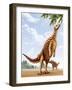 A Scelidosaurus Standing on its Hind Legs Eating Conifer Leaves-null-Framed Art Print