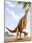 A Scelidosaurus Standing on its Hind Legs Eating Conifer Leaves-null-Mounted Art Print