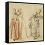 A Scene from the Commedia Dell'Arte: a Girl Resisting the Advances of a Comedian, and an Actress…-Jean Antoine Watteau-Framed Stretched Canvas