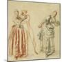 A Scene from the Commedia Dell'Arte: a Girl Resisting the Advances of a Comedian, and an Actress…-Jean Antoine Watteau-Mounted Giclee Print