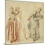 A Scene from the Commedia Dell'Arte: a Girl Resisting the Advances of a Comedian, and an Actress…-Jean Antoine Watteau-Mounted Giclee Print