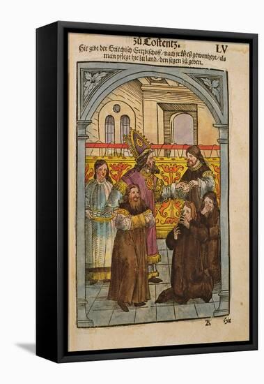 A Scene from the Council of Constance, from 'Chronik Des Konzils Von Konstanz'-Ulrich Von Richental-Framed Stretched Canvas