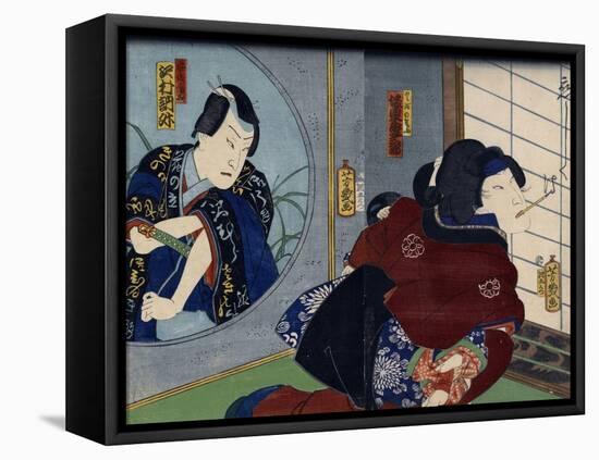 A Scene from the Play 'Kuzunoha', 1865-Utagawa Yoshiiku-Framed Stretched Canvas