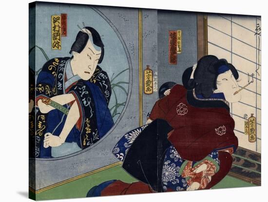 A Scene from the Play 'Kuzunoha', 1865-Utagawa Yoshiiku-Stretched Canvas