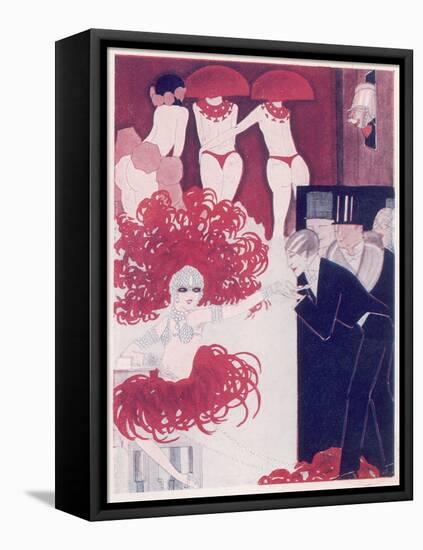 A Scene in a Paris Night Club at Midnight: Semi-Naked Dancers and their Admirers-null-Framed Stretched Canvas